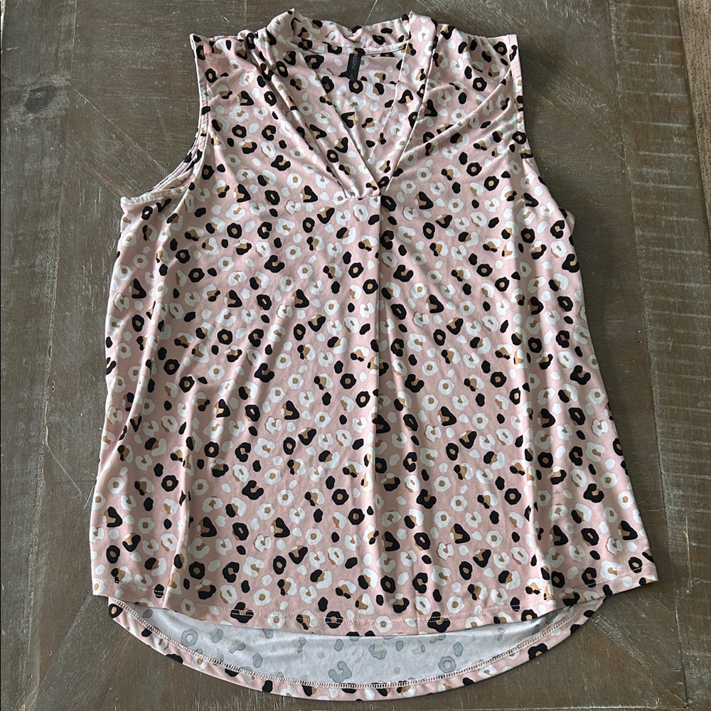 Massini Pink Leopard Print Sleeveless V-Neck Camisole